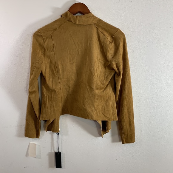 NWT Blank NYC Golden Camel Vegan Microsuede Stretch Asymmetrical Zipper Blazer - Picture 6 of 9